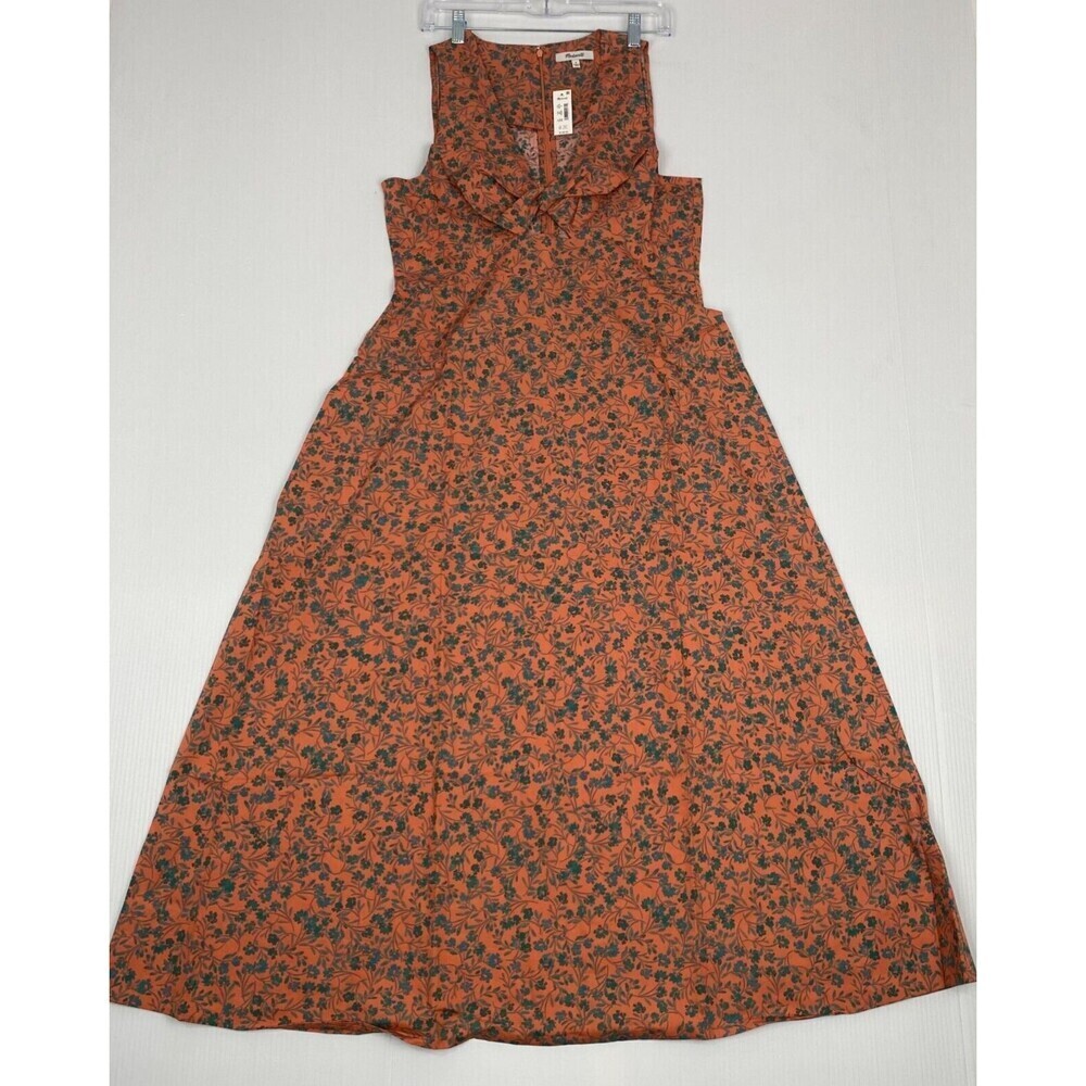 Madewell Stephanie Dress Twist-Front Midi Dress Floral Sunset Haze Size 8 NEW